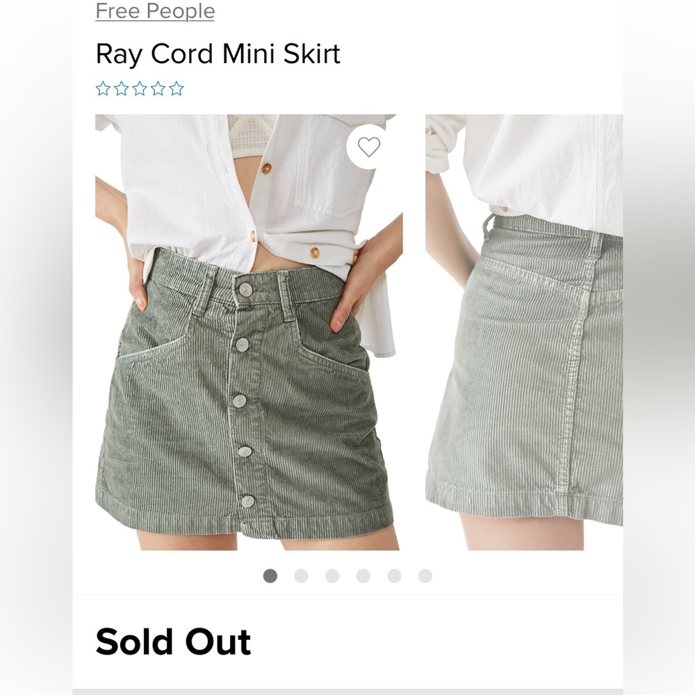 Free people ray cord mini skirt